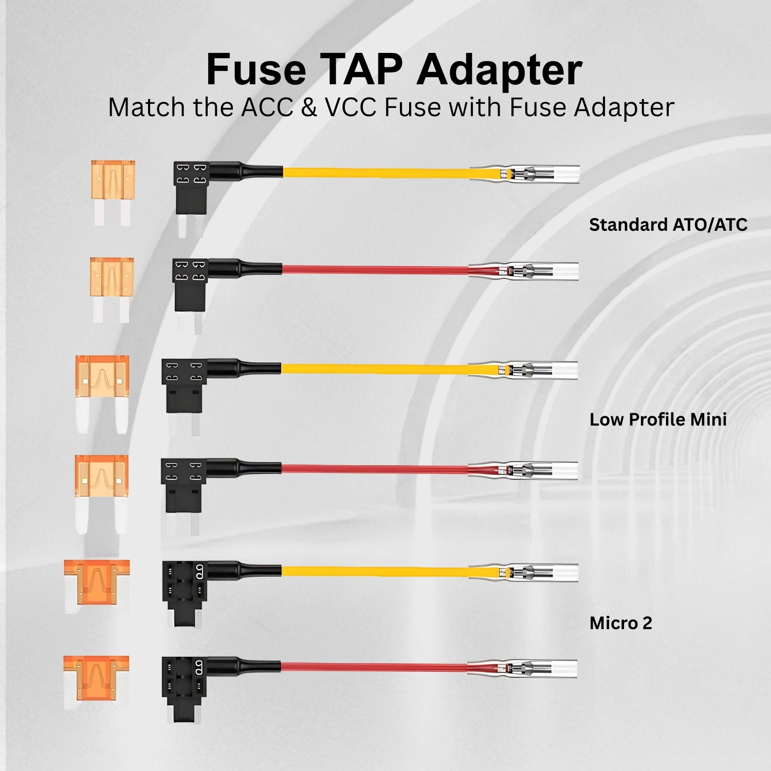 Match the ACC & VCC Fuse with Fuse Adapter
