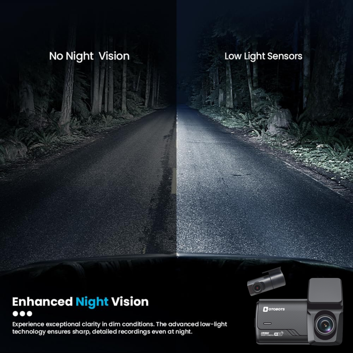 BUNDLE DEALS Otobots DVR3035 Car Dash Camera with 2K Real QHD, Recording, 24H Parking Monitoring, WiFi App Control, Night Vision, G-Sensor, 2.0 Inch" IPS LCD Display, Smart Collision Detection + 64GB SD Card