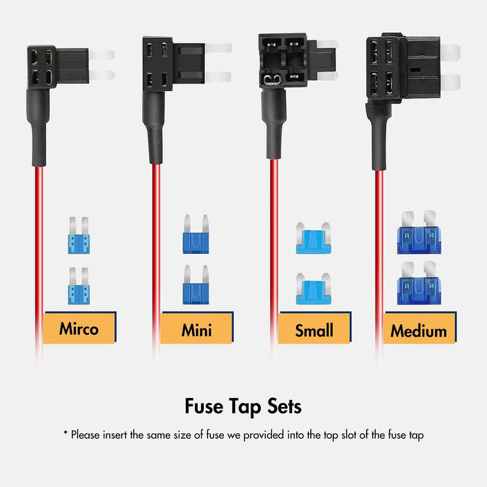 REDTIGER Dash Cam Acc Multi-Size Hardwire Kit with Voltage Display