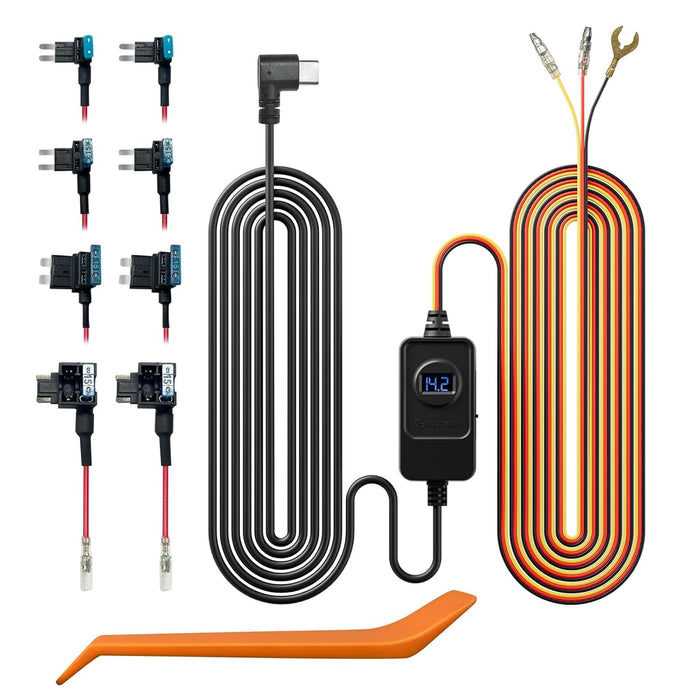 REDTIGER Dash Cam Acc Multi-Size Hardwire Kit with Voltage Display