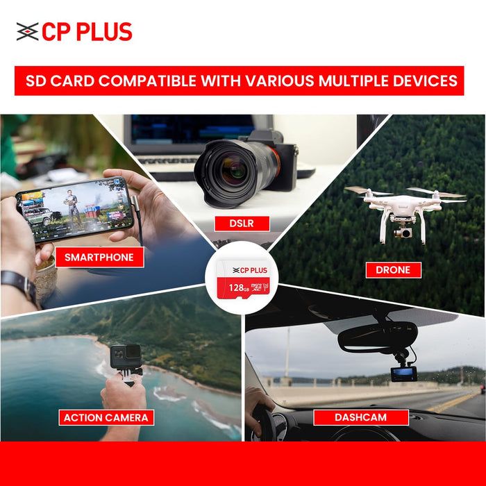 CP PLUS 128GB microSDXC Memory Card Grade UHS-3 Class 10, Up to 70 Mbps Reading & 30 Mbps Writing Speed with High Performance of Data Transfer & Lower Power Consumption for Portable Devices| CP-UM128C