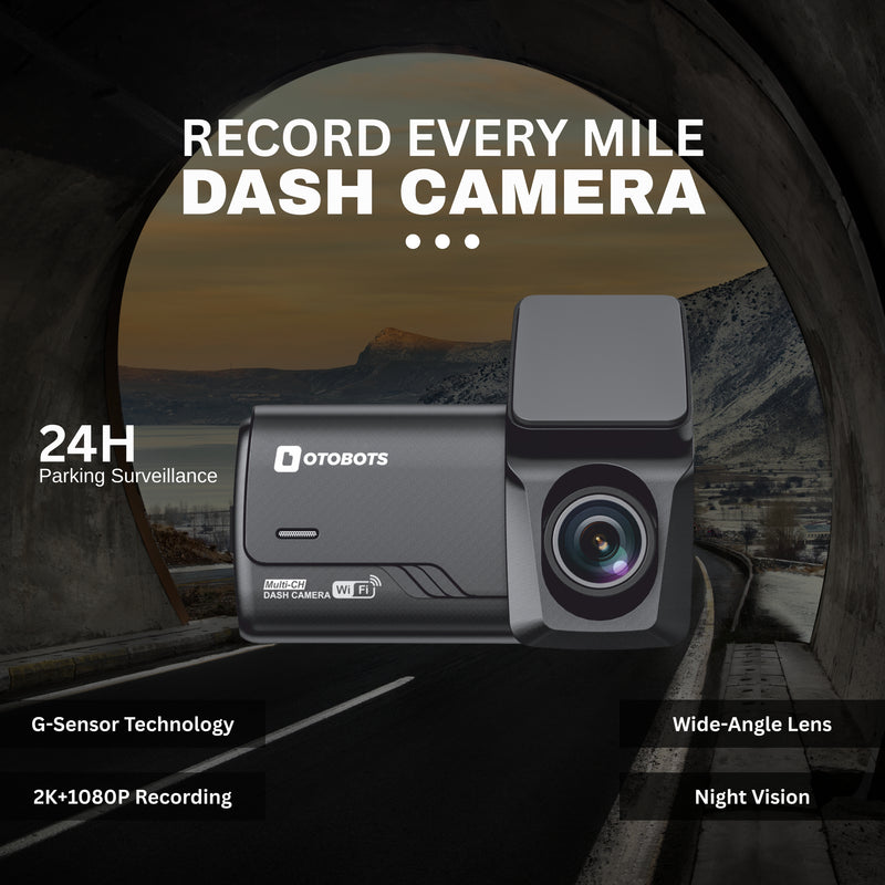Otobots DVR3035 Car Dash Camera with 2K Real QHD, Recording, 24H Parking Monitoring, WiFi App Control, Night Vision, G-Sensor, 2.0 Inch" IPS LCD Display, Smart Collision Detection.