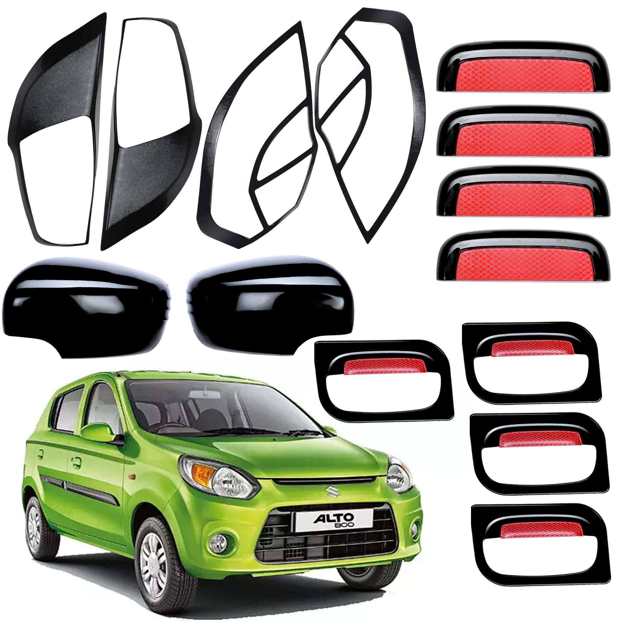 Black Applique Kit for Alto K-10 2014-19 Set of 5 Items