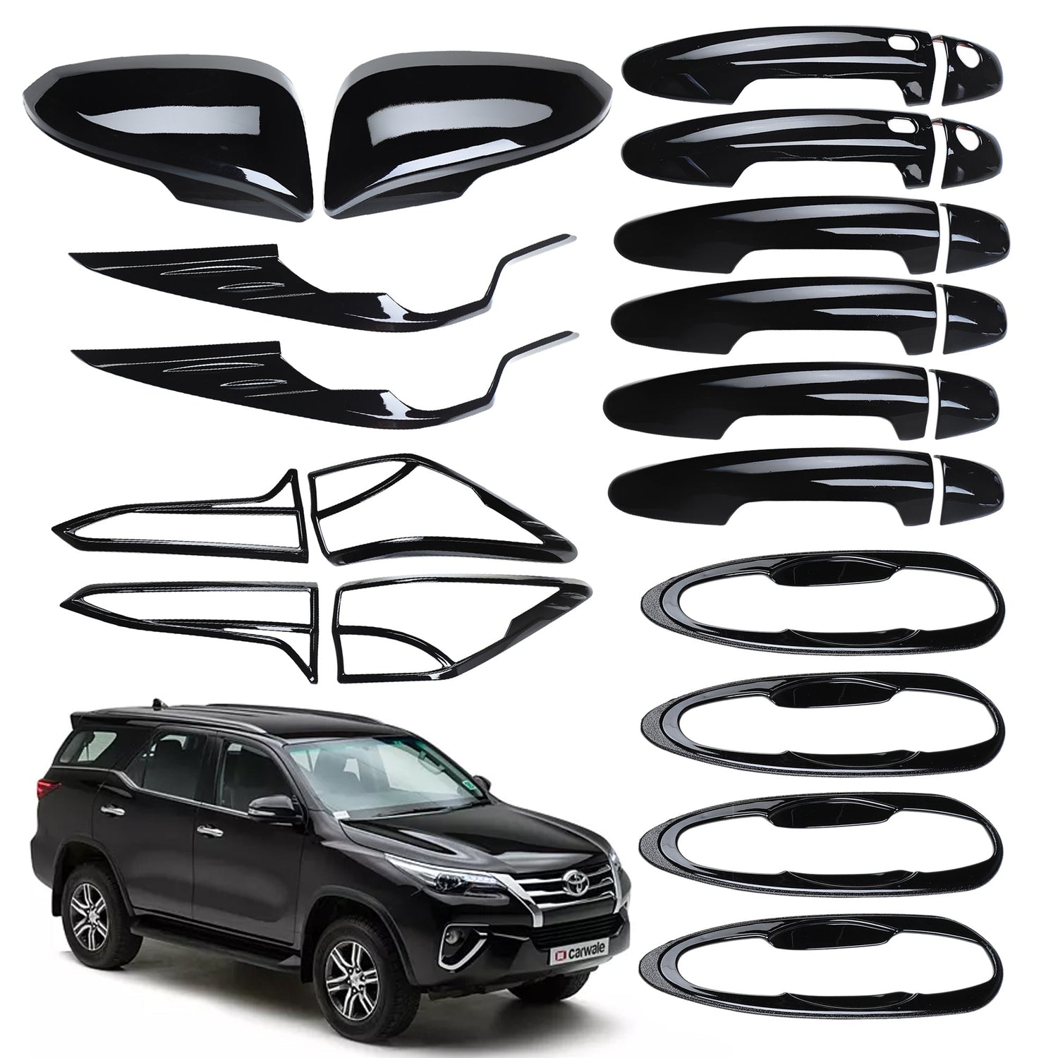 Black Applique Kit for Fortuner 2016-19 Set of 5 Items