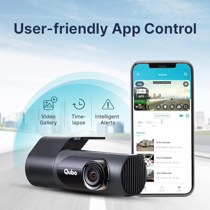 Qubo Car Dash Camera Pro X 3MP 1296p from Hero Group | Made in India | Super Capacitor| Wide Angle View | Emergency Recording | SD Card Upto 1TB Supported | Easy DIY Set Up | (Space Grey) - DASHCAM INSIDER.IN
