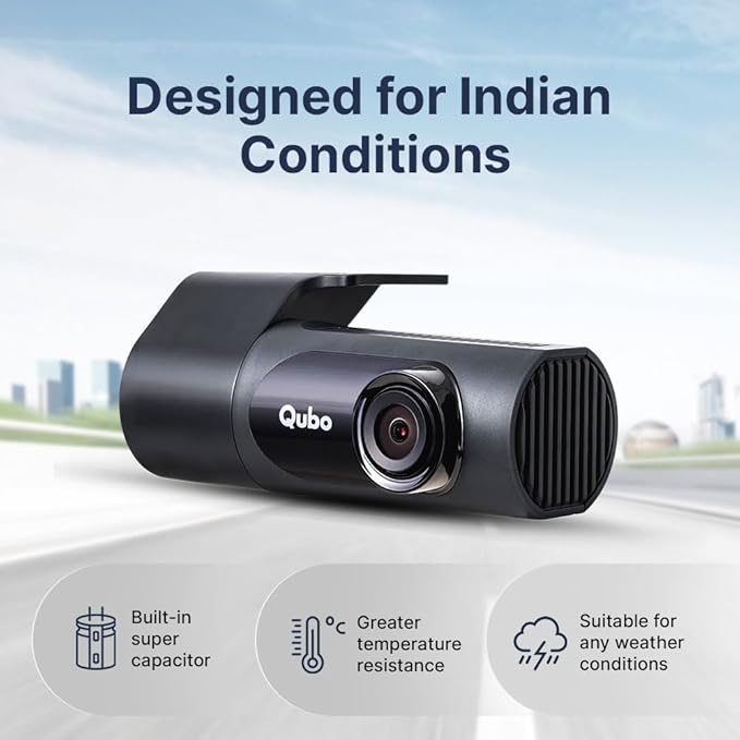 Qubo Car Dash Camera Pro X 3MP 1296p from Hero Group | Made in India | Super Capacitor| Wide Angle View | Emergency Recording | SD Card Upto 1TB Supported | Easy DIY Set Up | (Space Grey) - DASHCAM INSIDER.IN