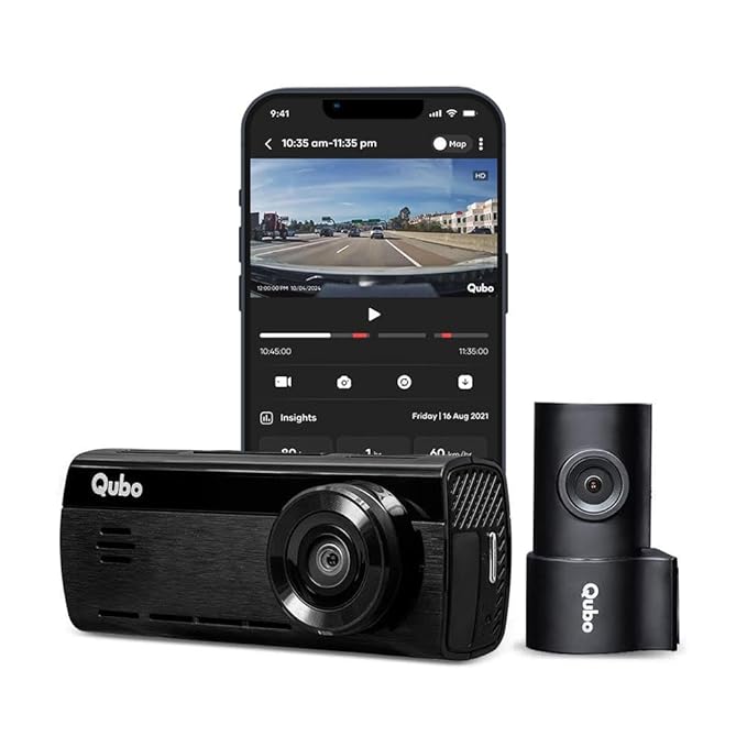 Qubo Car Dash Camera True 4K HDR 2160P UHD Dual Channel from Hero Group, SONY STARVIS IMX415 Sensor, Made in India, ADAS, Rear 1080P, GPS Log, 2.8" Display, 140° Wide Angle, Supports Up to 1TB SD Card - DASHCAM INSIDER.IN