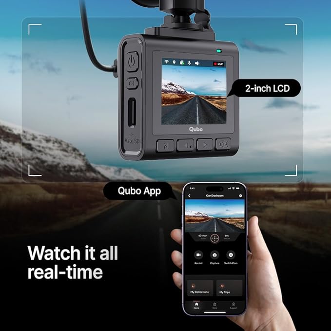 Qubo (New Launch) Car Dash Cam Pro 2.7K by Hero Group, HDR Dual Channel, Made in India, 2.7K 5MP Front QHD+ 2MP Rear FHD, 140° View, 2" LCD Display, GPS Log, Supports Up to 1 TB SD Card - DASHCAM INSIDER.IN
