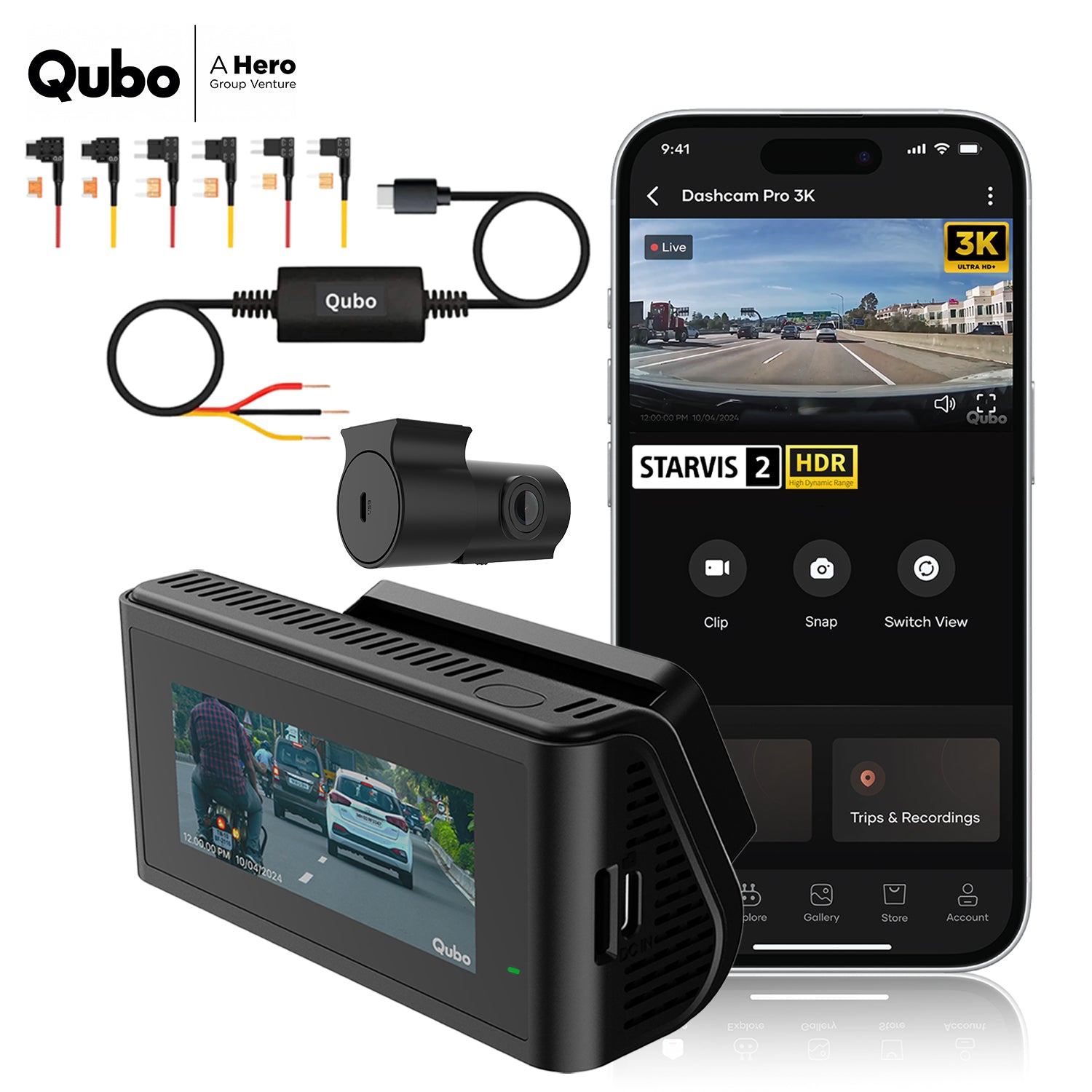 Quibo Save up to 0 % Save % BUNDLE DEALS - Qubo Dash Cam Pro 2.7K Dual