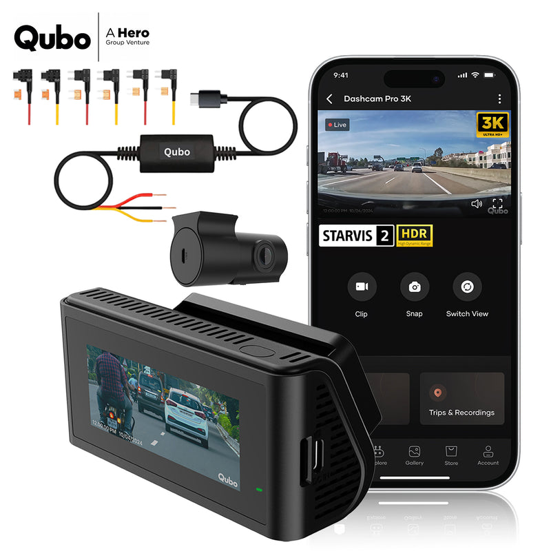 Qubo Car Dashcam Pro 3K with Sony STARVIS 2 with H/W