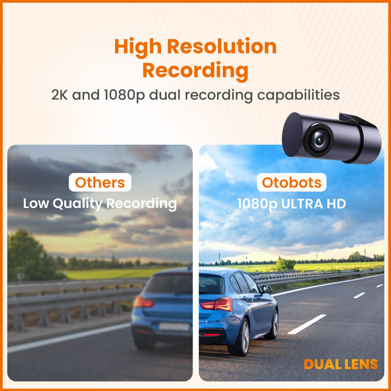 Otobots DVR3036 Car Dash Camera with 2K Real QHD, Recording, 24H Parking Monitoring, WiFi App Control, Night Vision, G-Sensor, 1.47" IPS LCD Display, Smart Collision Detection