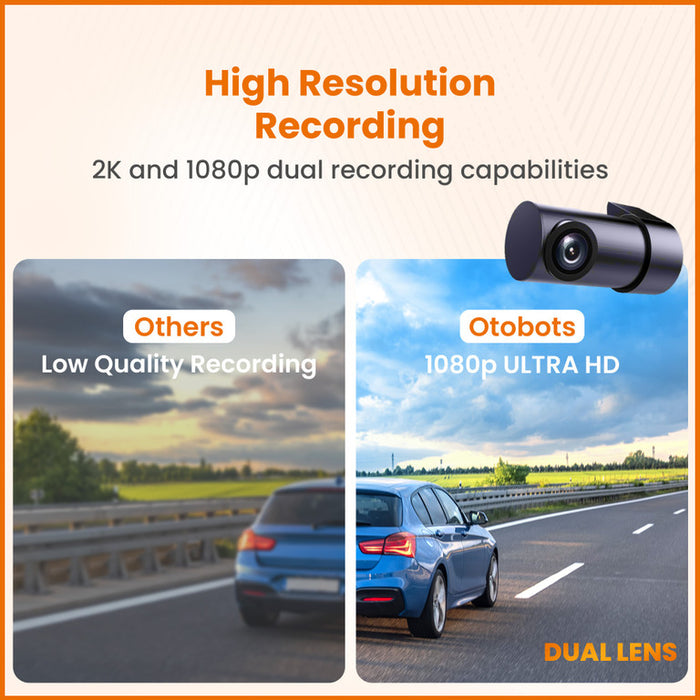 Otobots DVR3036 Car Dash Camera with 2K Real QHD, Recording, 24H Parking Monitoring, WiFi App Control, Night Vision, G-Sensor, 1.47" IPS LCD Display, Smart Collision Detection